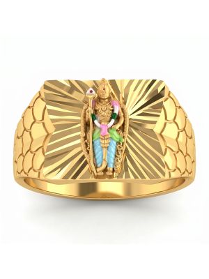 Lord Murugan Signet Gold Ring-hover