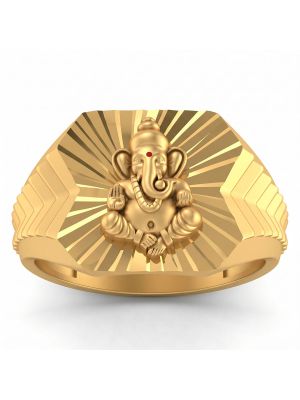 Lord Ganesh Enamel Gold Ring-hover