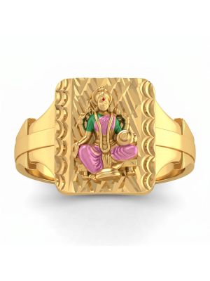 Goddess Lakshmi Enamel Gold Ring-hover