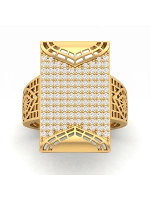Rectangular CZ Gold Signet Ring-hover