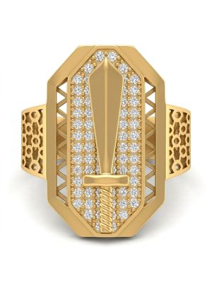 Warrior Sword Shield Gold Ring-hover