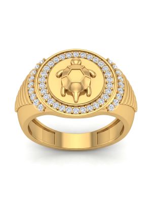 Gold Tortoise Signet Stone Ring-hover