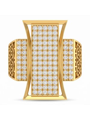 Lattice Panel Gold Shield Ring-hover