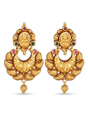 Antique Gold Chandbali Drops -hover