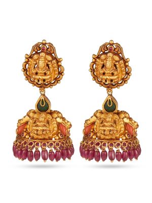 Traditional Bridal Gold Jhumka Drops-hover