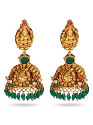 Royal Emerald Stone Gold Jhumka-hover