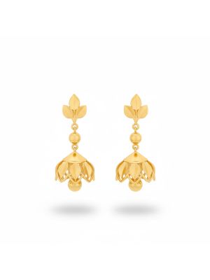 Floral Gold Jhumka Earrings-hover