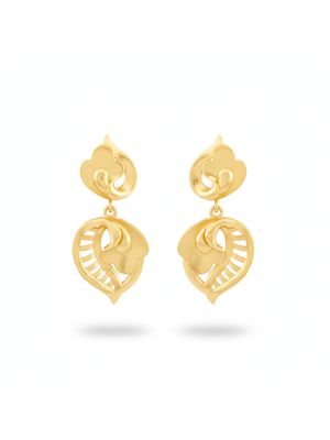 Elegant Gold Floral Drop Earrings-hover