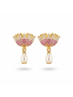 Royal Lotus Gold  Earrings-hover