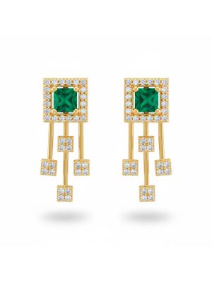 Royal Emerald Gold Earrings-hover