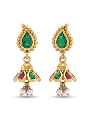 Traditional Mango Motif Gold Jhumka-hover