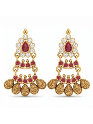 Traditional Goddess Lakshmi Gold Earrings-hover
