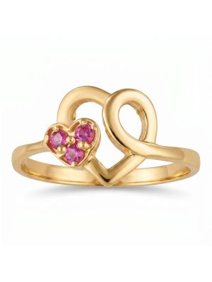 Elegant Cz Stone Heart Gold Casting Ring-hover