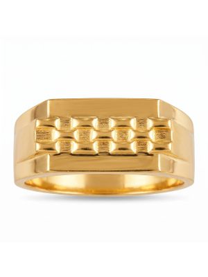 Imperial Block Textured Casting Gold Ring-hover