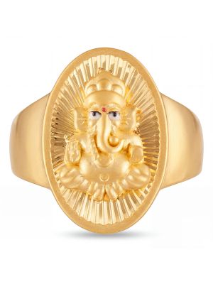 Ganesha Oval Sunburst Casting Gold Ring-hover
