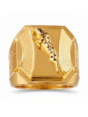Jaguar Motif Casting Gold Ring-hover