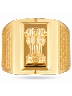 Ashoka Emblem Gold Casting Gents Ring-hover