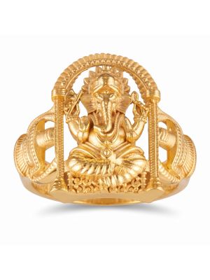 Heritage Sculpted Ganesha Casting Gold Ring-hover