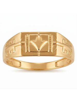Imperial Lotus Crest Engraved Casting Gold Ring-hover