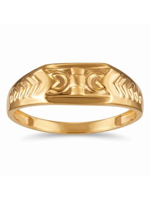 Ethnic Shield Carved Casting Gold Ring-hover