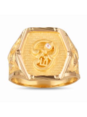 Sacred Octagonal Tamil Om Vel Gold Signet Ring-hover
