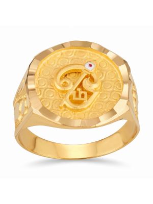 Sacred Circular Tamil Om Vel Gold Signet Ring-hover