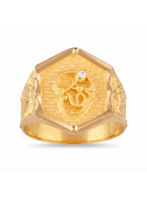 Divine Hexagon Vel Tamil Om Gold Signet Ring-hover