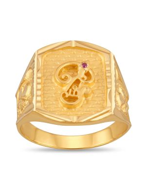 Lord Murugan Vel Signet Gold Ring-hover