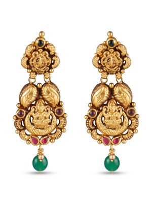 Emerald Antique Lakshmi Gold Drops-hover
