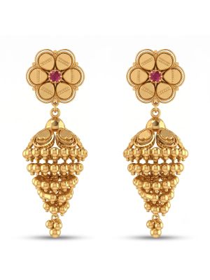 Elegant Bead Drop Gold Earrings-hover