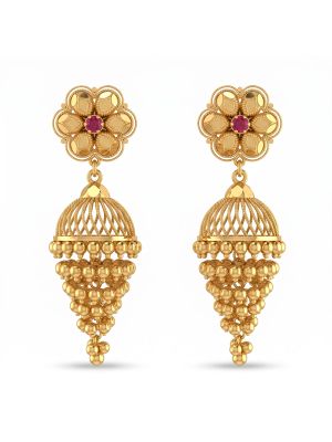 Floral Grape Cluster Gold Jhumka-hover