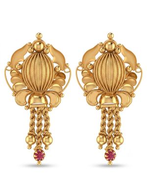 Traditional Temple Gold Stud Earrings-hover