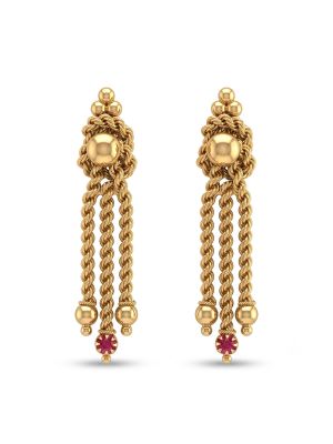 Twisted Rope Drop Gold Earrings-hover