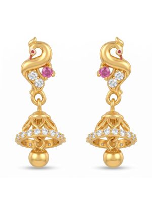 Royal Peacock Stone Gold Jhumkas-hover