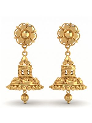 Graceful Lasered Rosette Gold Jhumka-hover