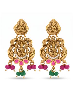 Antique Lakshmi Drops Gold Earrings-hover