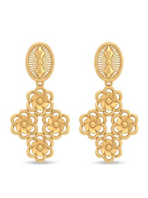 Floral Cluster Gold Drop Earrings-hover