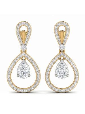 Teardrop Solitaire Casting Gold Drop Earrings-hover