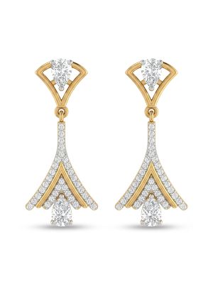 Pear Solitaire Casting Gold Drop Earrings-hover