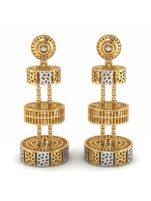 Luxury Architectural Gold Drop Earrings-hover