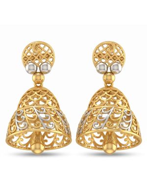 Modern Bell Filigree Gold Jhumka-hover