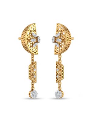 Stylized Geometric Filigree Gold Earrings-hover