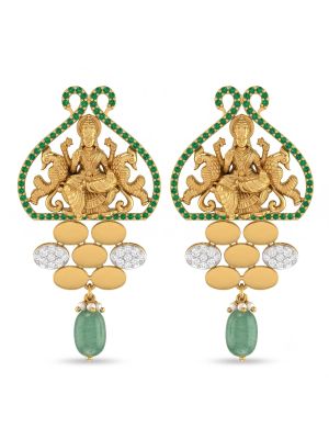Divine Lakshmi Motif Gold Drop Earrings-hover