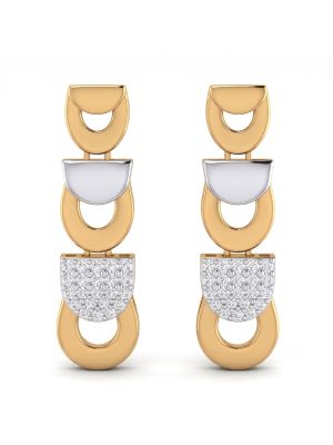 Sleek Dual Tone Gold Drop Earrings-hover