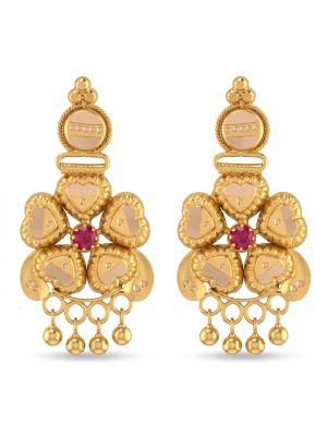 Heritage Cluster Heart Gold Drop Earrings-hover