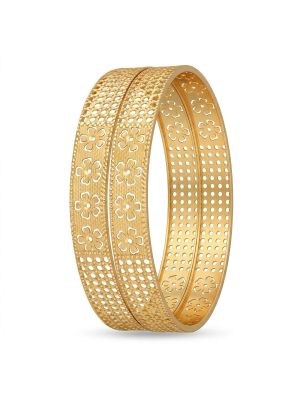 Floral Lasered Gold Bangles-hover