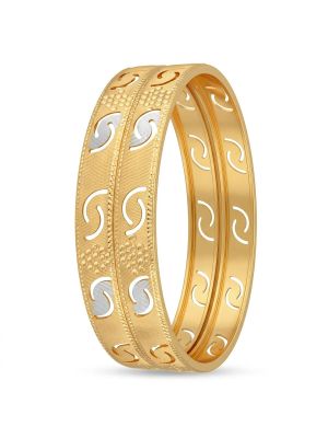 Lasered Textured Gold Bangles-hover