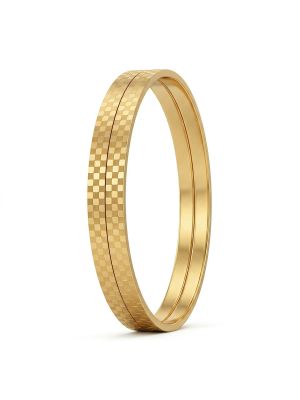 Fancy Mosaic Pattern Gold Bangles-hover