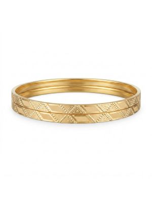 Fancy Laser Cut Fusion Gold Bangles-hover