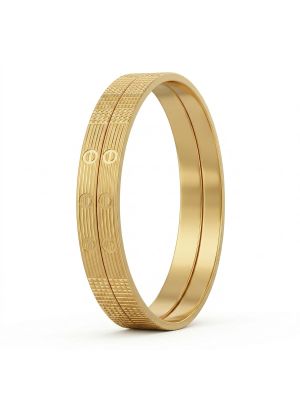 Fancy Chevron Pattern Gold Bangles-hover